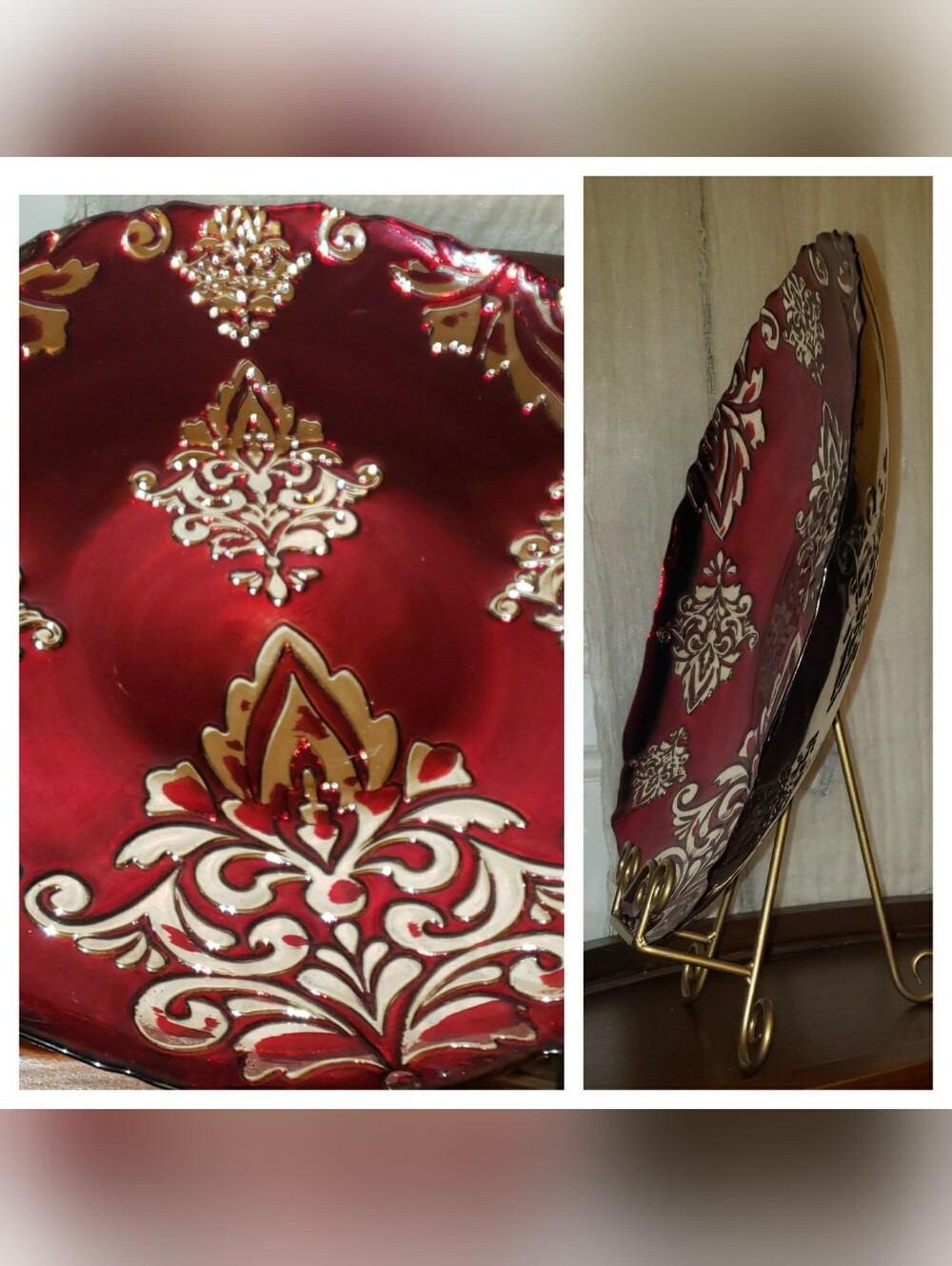Decorative Ruby Red and Silver Table Accent Piece